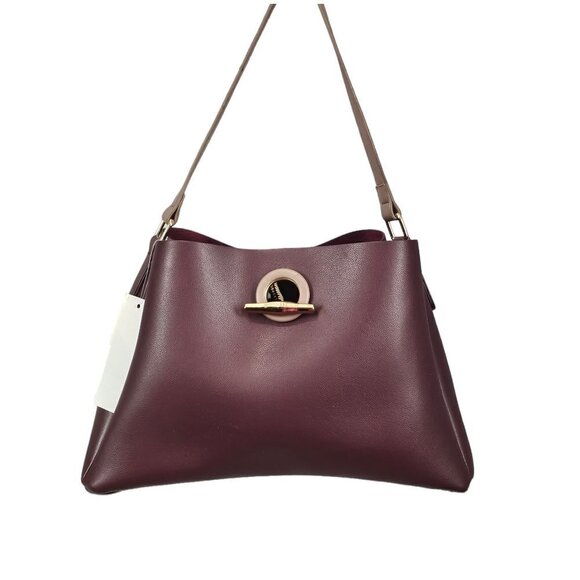 Handbags - Burgundy Shoulder Bag Faux Leather Two Piece Handbag Set